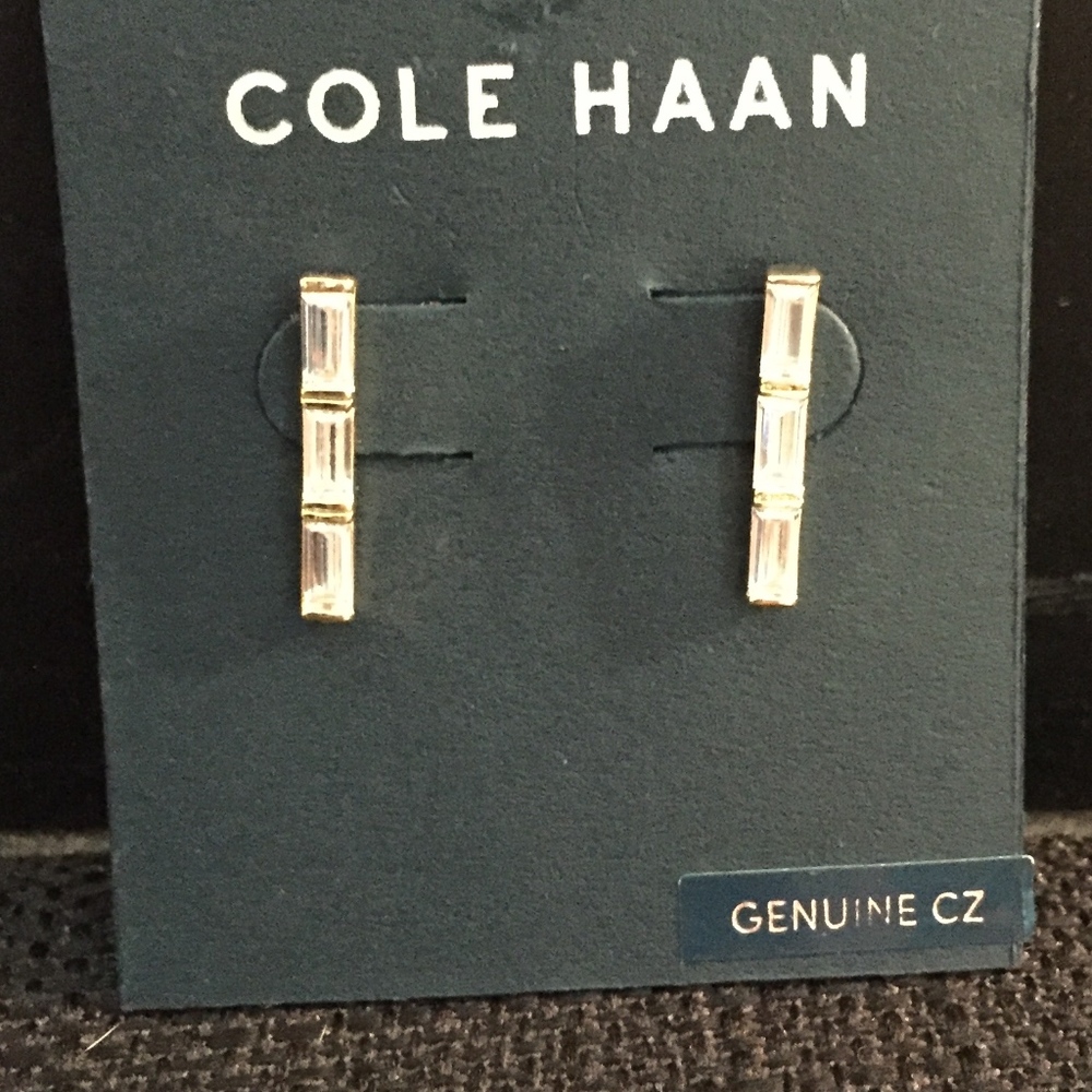 Cole Haan Trio of Emerald Cut CZ earrings NWT!